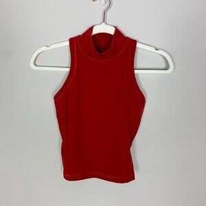 Everlane Perform Tank Top Mockneck Active Built in Bra Red Womens XXS